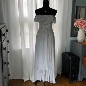 Abercrombie & Fitch off-shoulder stripe maxi dress